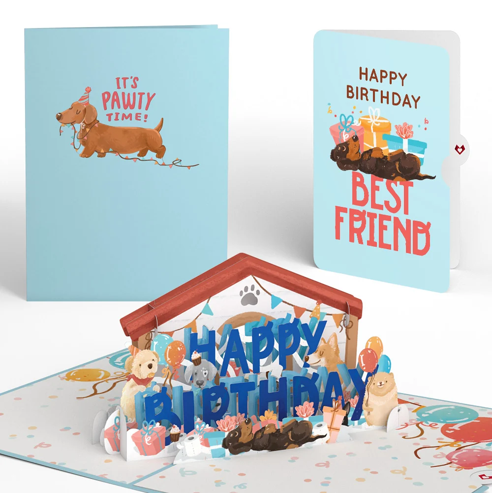 Lovepop Happy Birthday Dogs Pop-Up Card and Sentiment Set for Best Friend