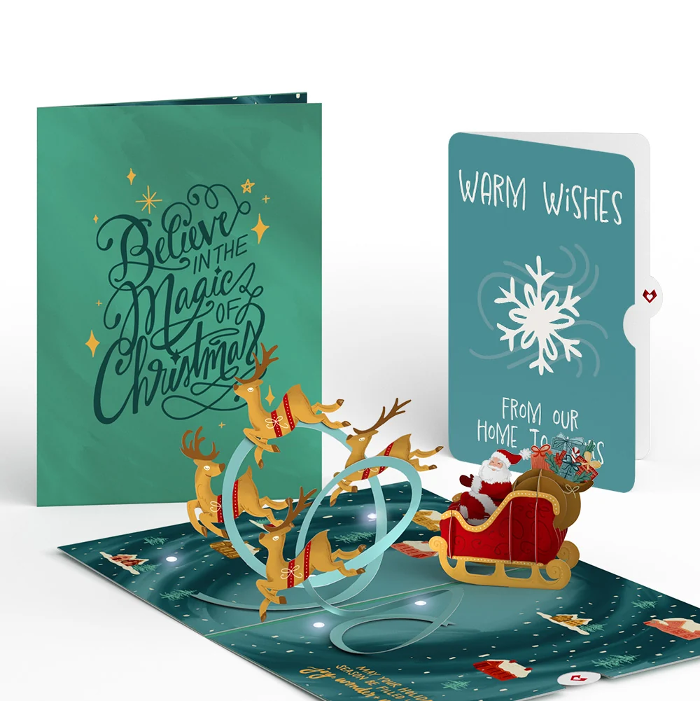 Lovepop Magic of Christmas Santa's Sleigh Light-Up Pop-Up Card and Snowflake Holiday Sentiment Set