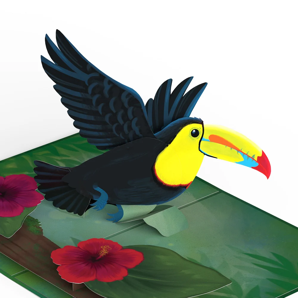 Lovepop Rainforest Toucan Valentine Pop-Up Card and Hibiscus Sentiment Set - Image 3