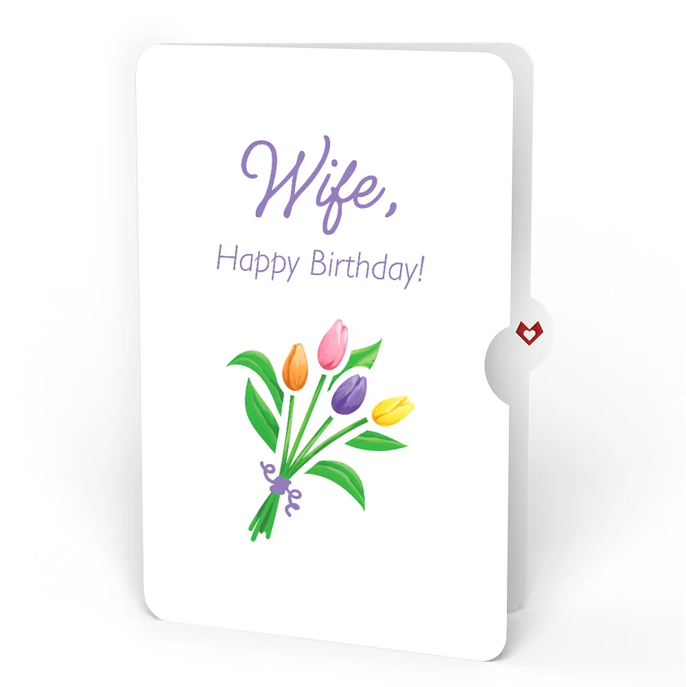Lovepop Tulips Birthday Pop-Up Card and Sentiment Set for Wife Vase - Image 4