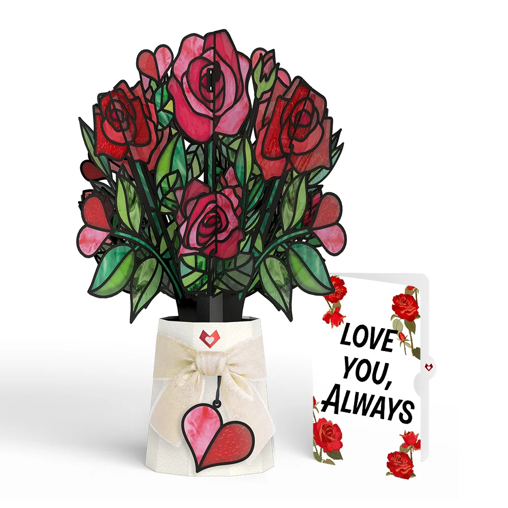 Lovepop Radiant Rose Love Suncatcher Bouquet and Sentiment Set Glass