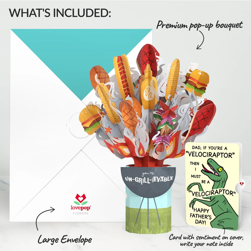 Lovepop Grill Master Father's Day Bouquet and Velociraptor Sentiment Set - Image 2