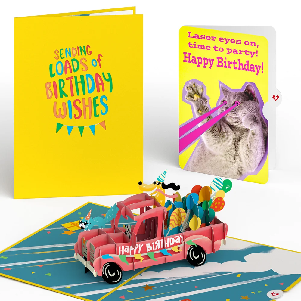 Lovepop Birthday Truck with Cat Laser Eyes Pop-Up Card and Sentiment Set