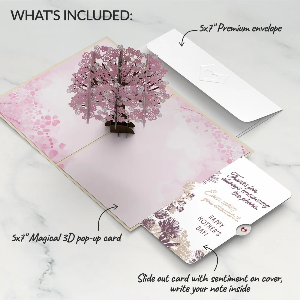 Lovepop Cherry Blossom Mother’s Day Pop-Up Card and Soft Neutral Bloom Sentiment Set for Mom Cream - Image 2