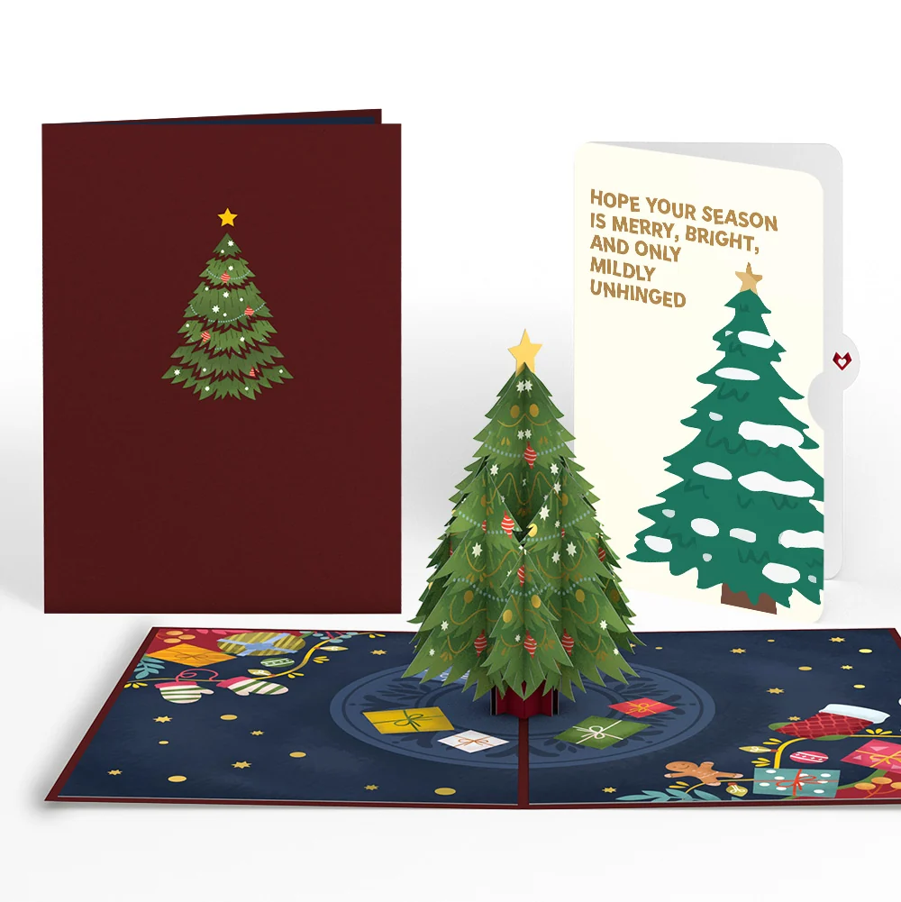 Lovepop Festive Christmas Tree Pop-Up Card and Blessing Sentiment Set Cream