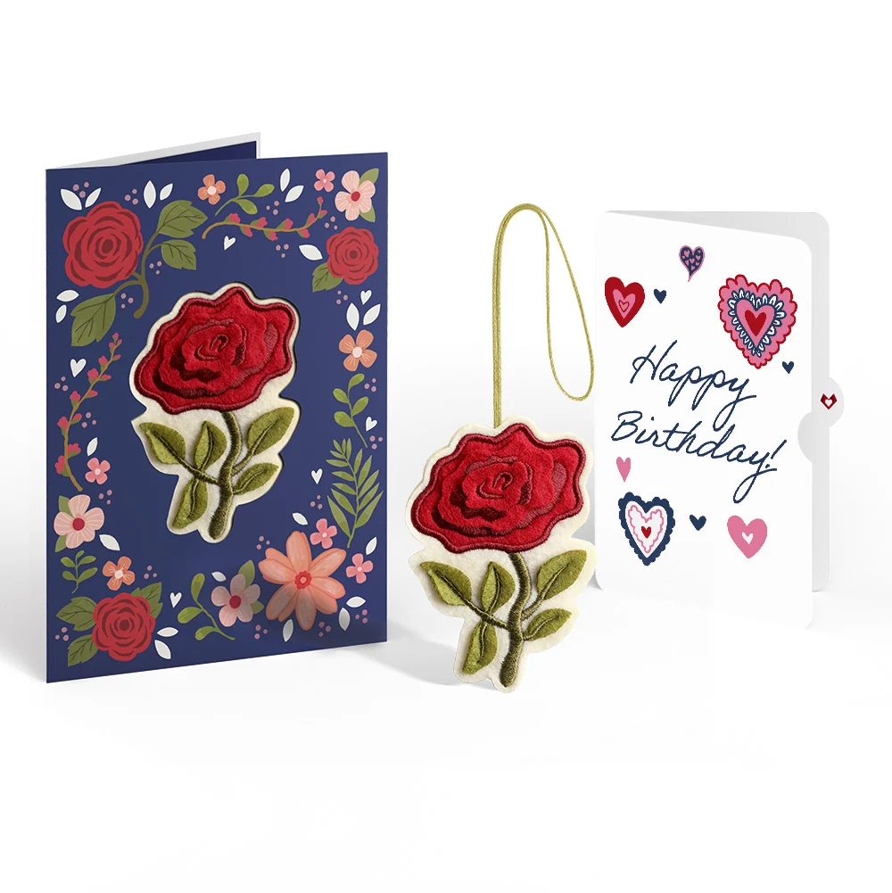 Lovepop Everlasting Rose Birthday HeartFelt Charm Card and Sentiment Set Cream