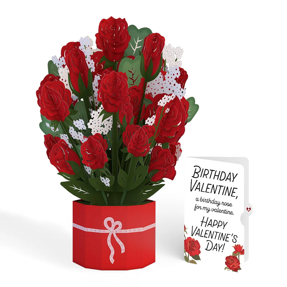 Lovepop Red Rose Birthday Grand Bouquet and Sentiment Set Vase