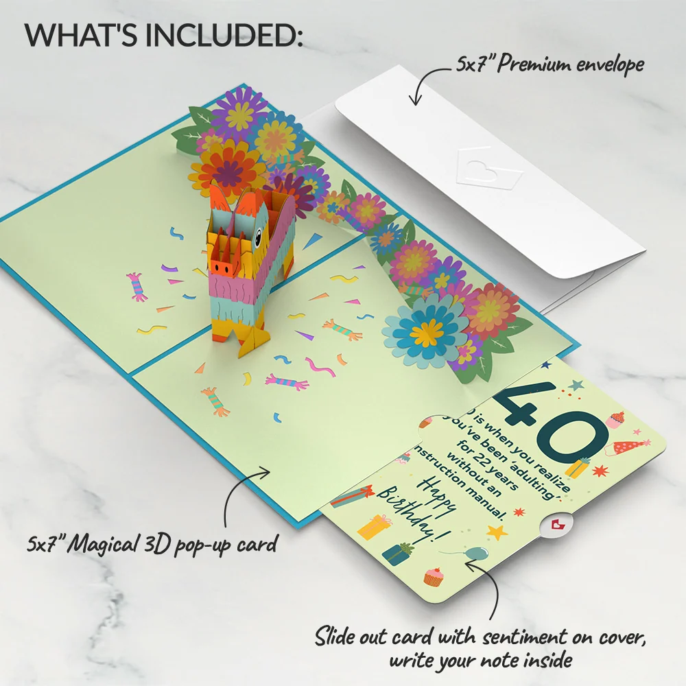 Lovepop Pinata 40th Birthday Pop-Up Card and Sentiment Set - Image 2