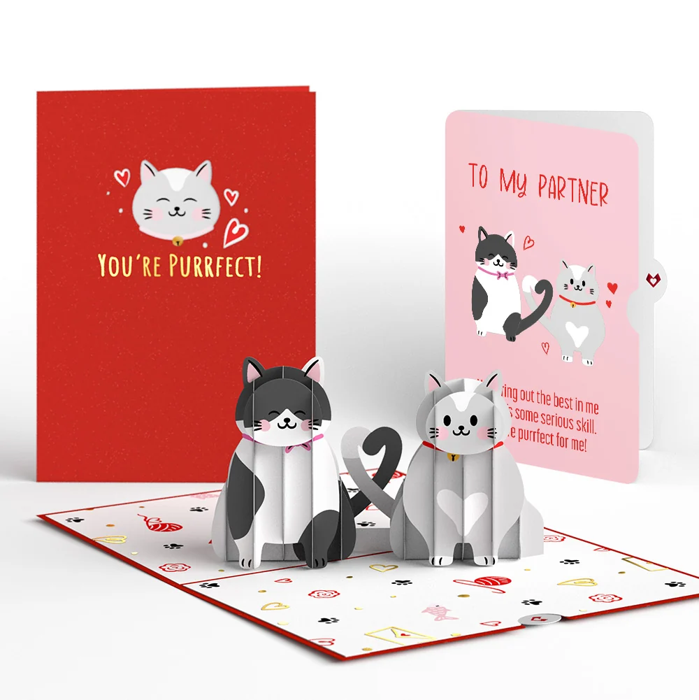 Lovepop Love Cats Pop-Up Card and Sentiment Set for Partner