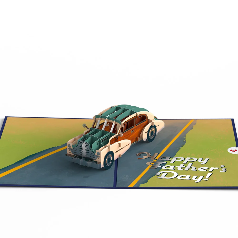 Lovepop Father’s Day Classic Car Pop-Up Card Cream - Image 4