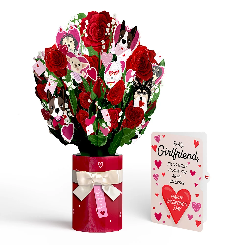 Lovepop I Woof You Dog Valentine Bouquet and Sentiment Set for Girlfriend Vase