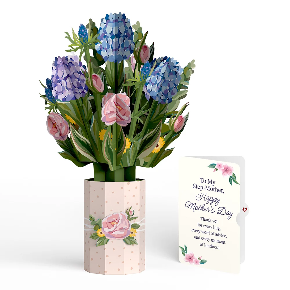 Lovepop Hydrangea Mother's Day Bouquet and Sentiment Set for Step-Mother Vase