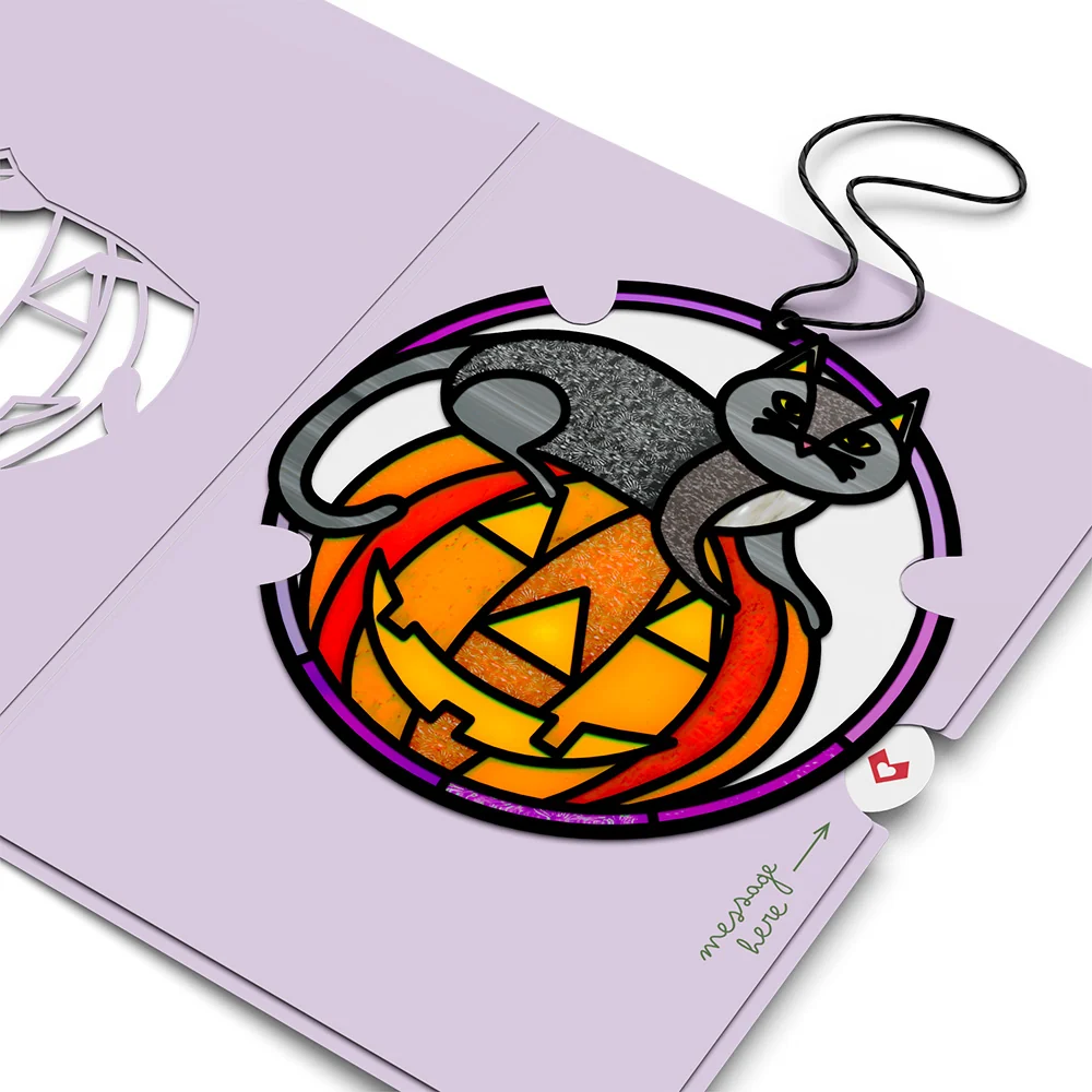 Lovepop Spooky Vibes Halloween Cat Suncatcher Card - Image 4