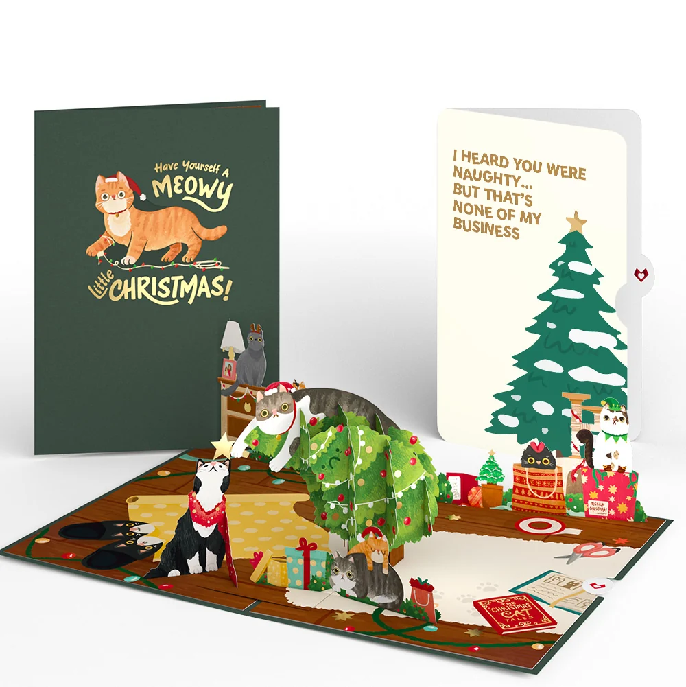 Lovepop Meowy Little Christmas Cats Pop-Up Card and Funny Tree Sentiment Set