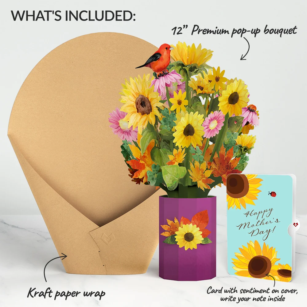Lovepop Golden Sunflower Mother’s Day Bouquet and Sentiment Set Vase - Image 2