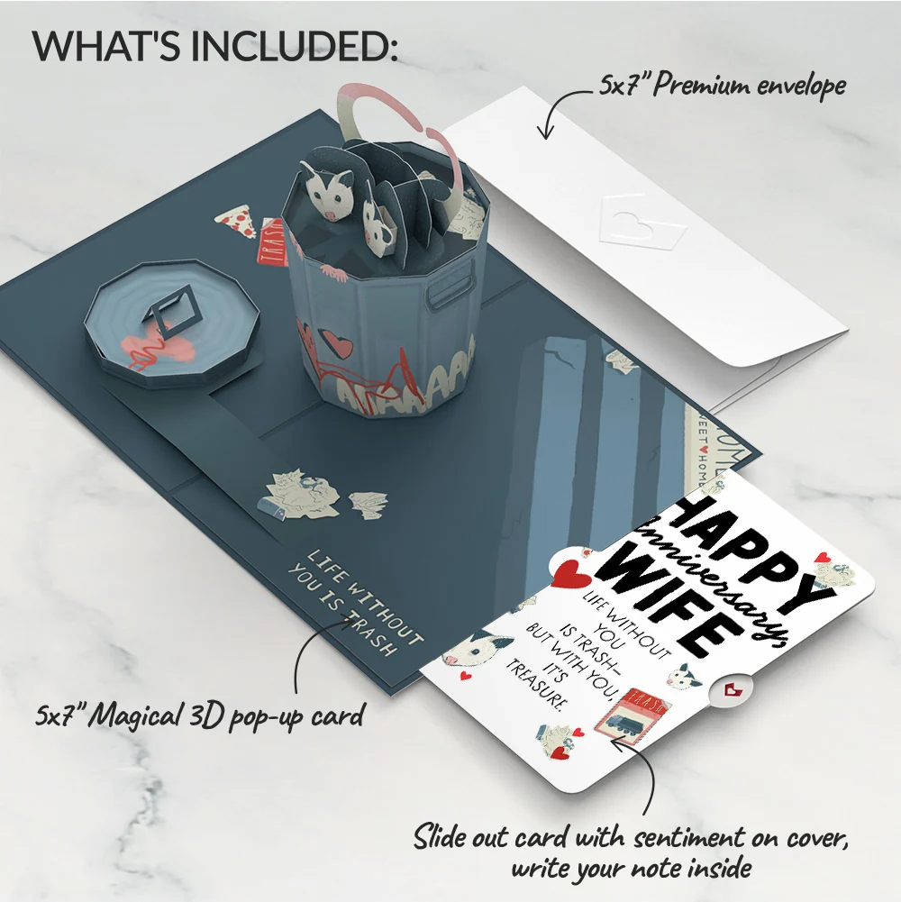 Lovepop Life Without You Is Trash Possums Anniversary Pop-Up Card and Sentiment Set for Wife - Image 2
