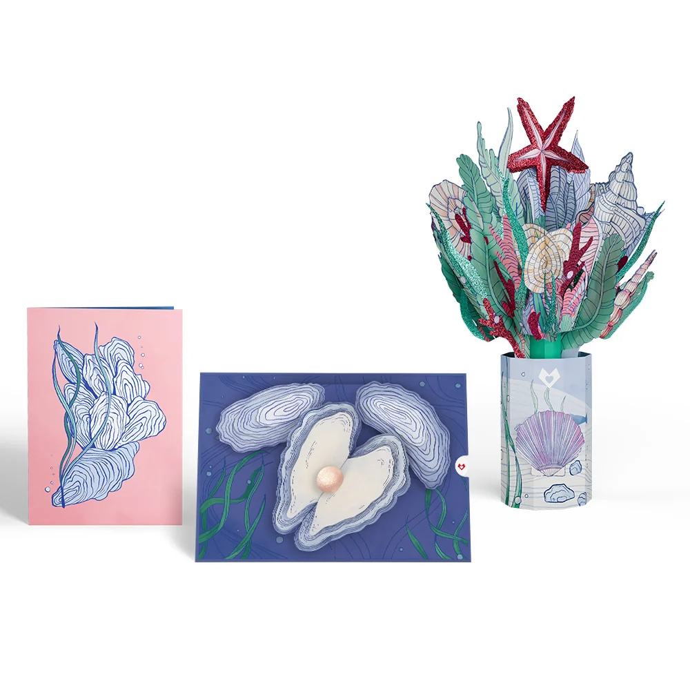 Lovepop Coastal Treasure Pop-Up Card & Glitter Bouquet Bundle