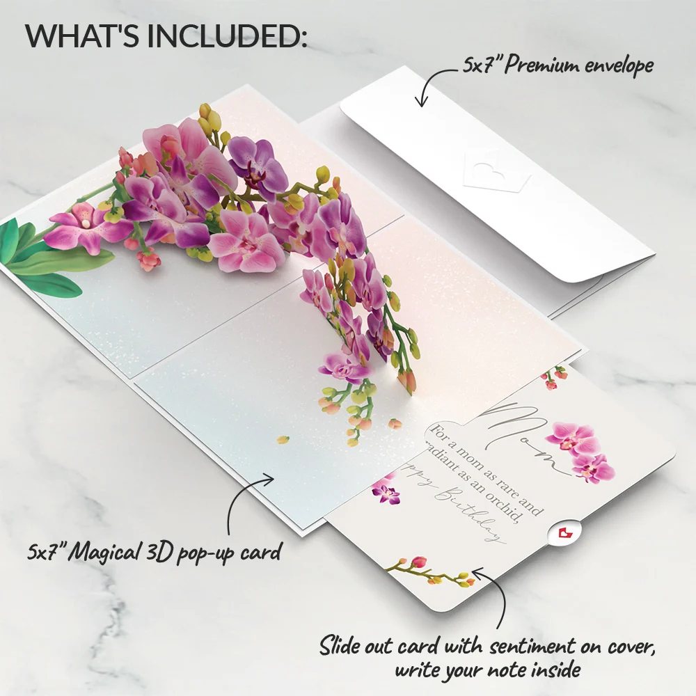 Lovepop Watercolor Orchid Birthday Pop-Up Card and Sentiment Set for Mom - Image 2