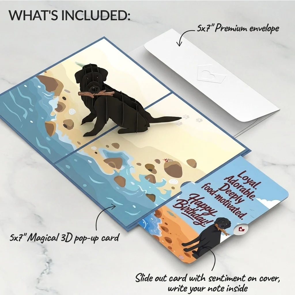 Lovepop Black Lab Birthday Pop-Up Card and Food Motivated Sentiment Set - Image 2