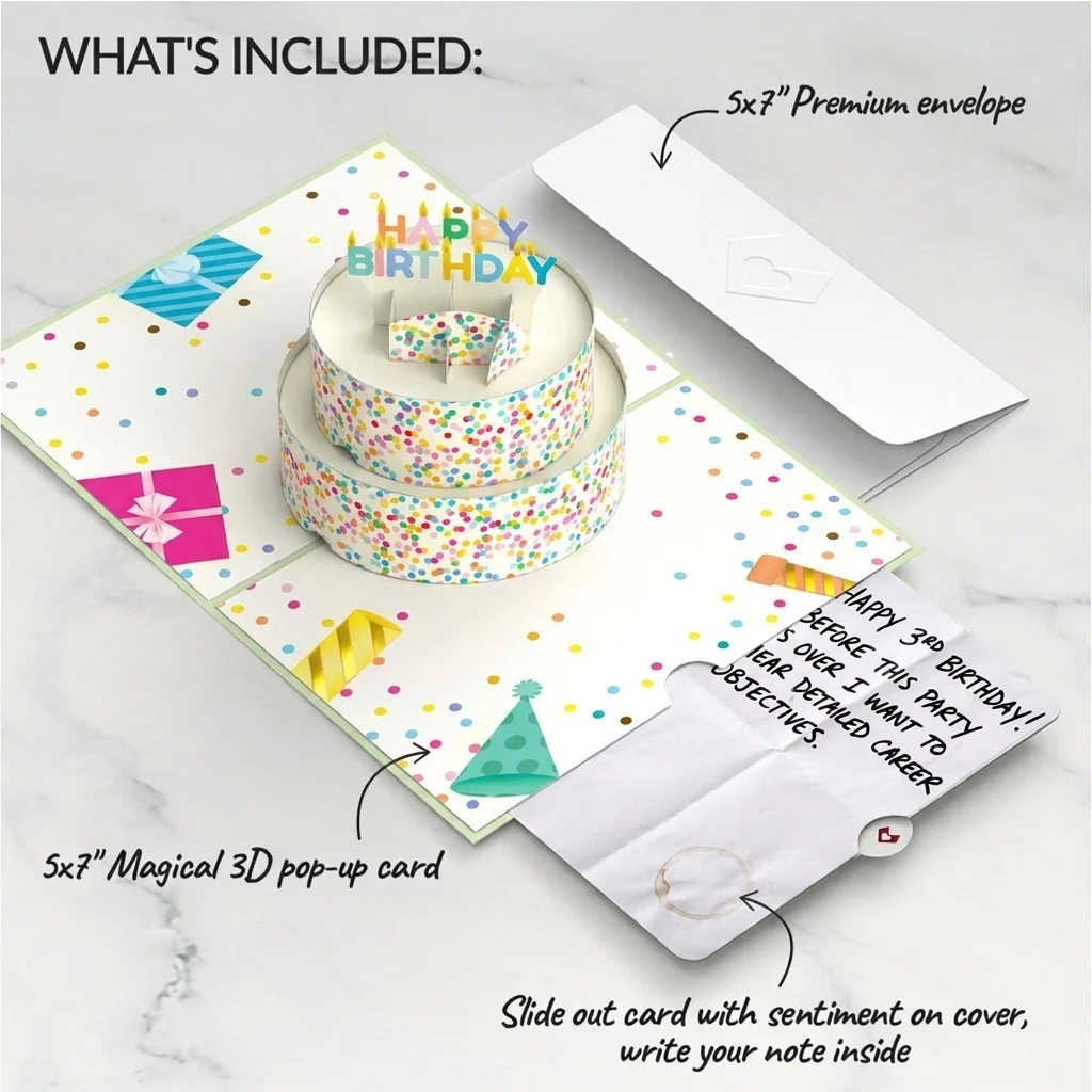 Lovepop Sprinkles Birthday Cake Pop-Up Card and Career Objectives Sentiment Set Candle - Image 2