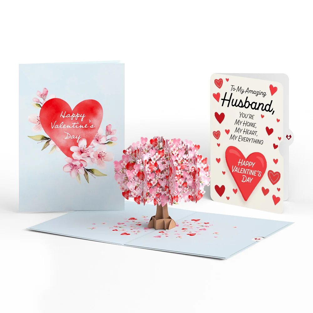 Lovepop Happy Valentine's Day Cherry Blossom Tree Pop-Up Card and Sentiment Set for Husband Cream