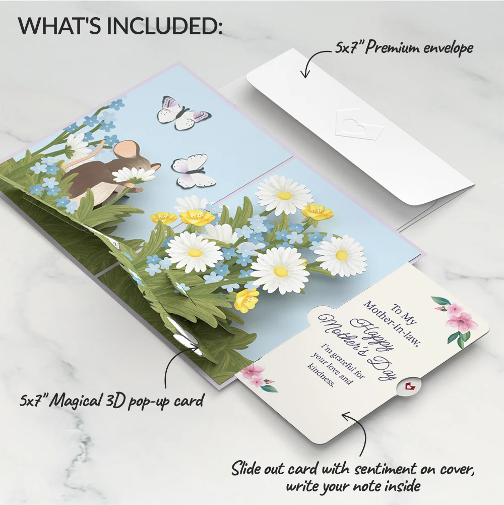 Lovepop Field Mouse in the Flowers Mother's Day Pop-Up Card and Sentiment Set for Mother-in-law - Image 2