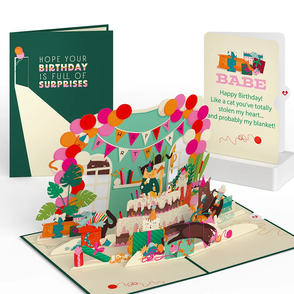 Lovepop Party Cats Birthday Pop-Up Card and Sentiment Set for Babe
