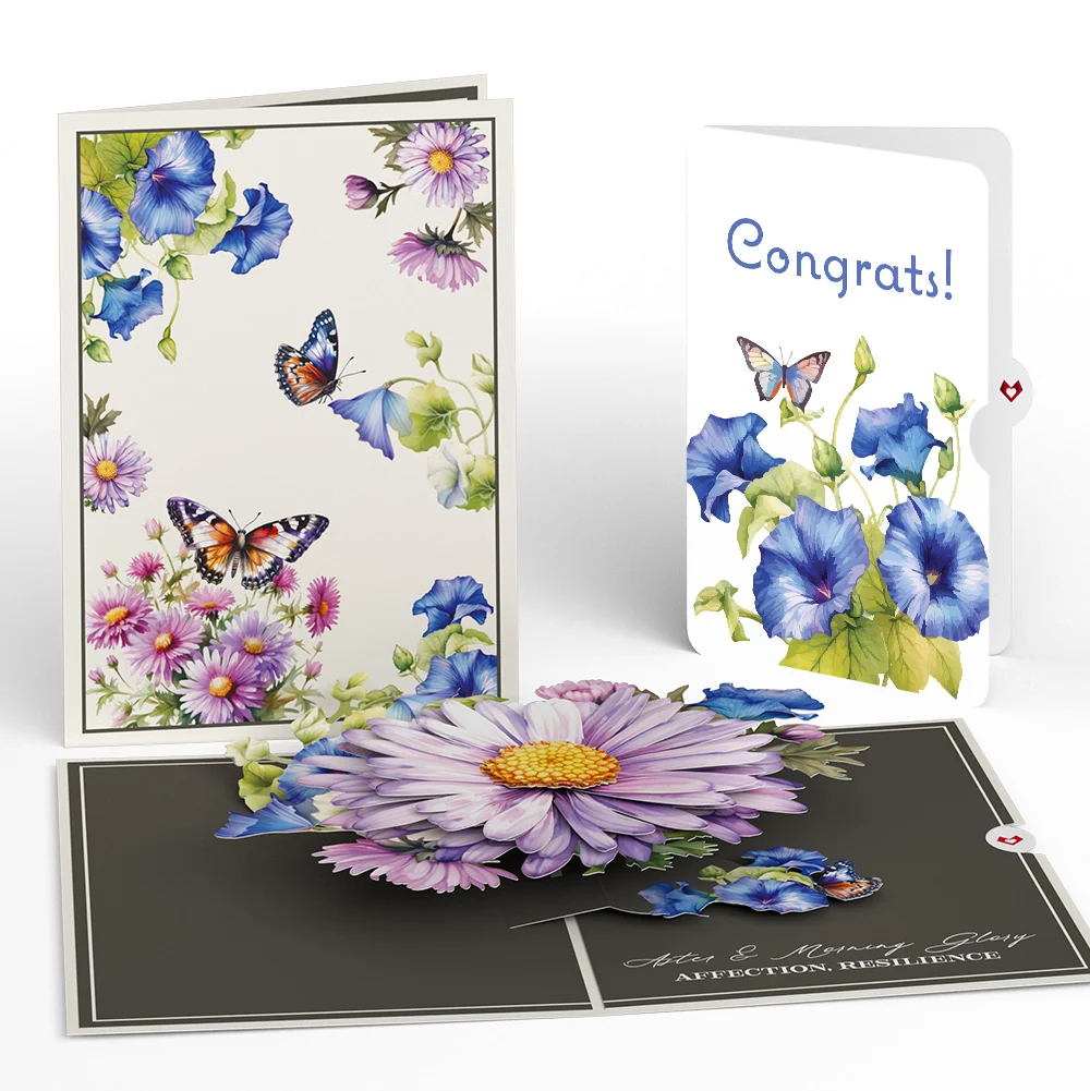 Lovepop Born to Bloom: September Birth Month Flowers Congratulations Pop-Up Card and Sentiment Set Cream