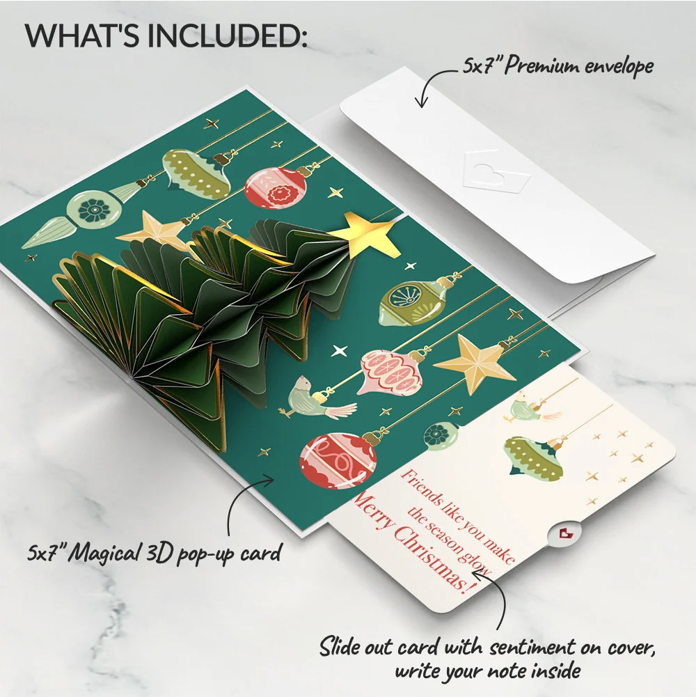 Lovepop Tis the Season Christmas Tree Pop-Up Card and Sentiment Set for Friend Cream - Image 2