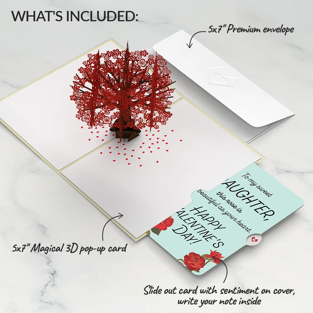 Lovepop Red Sakura Tree Valentine Pop-Up Card and Sentiment Set for Daughter - Image 2