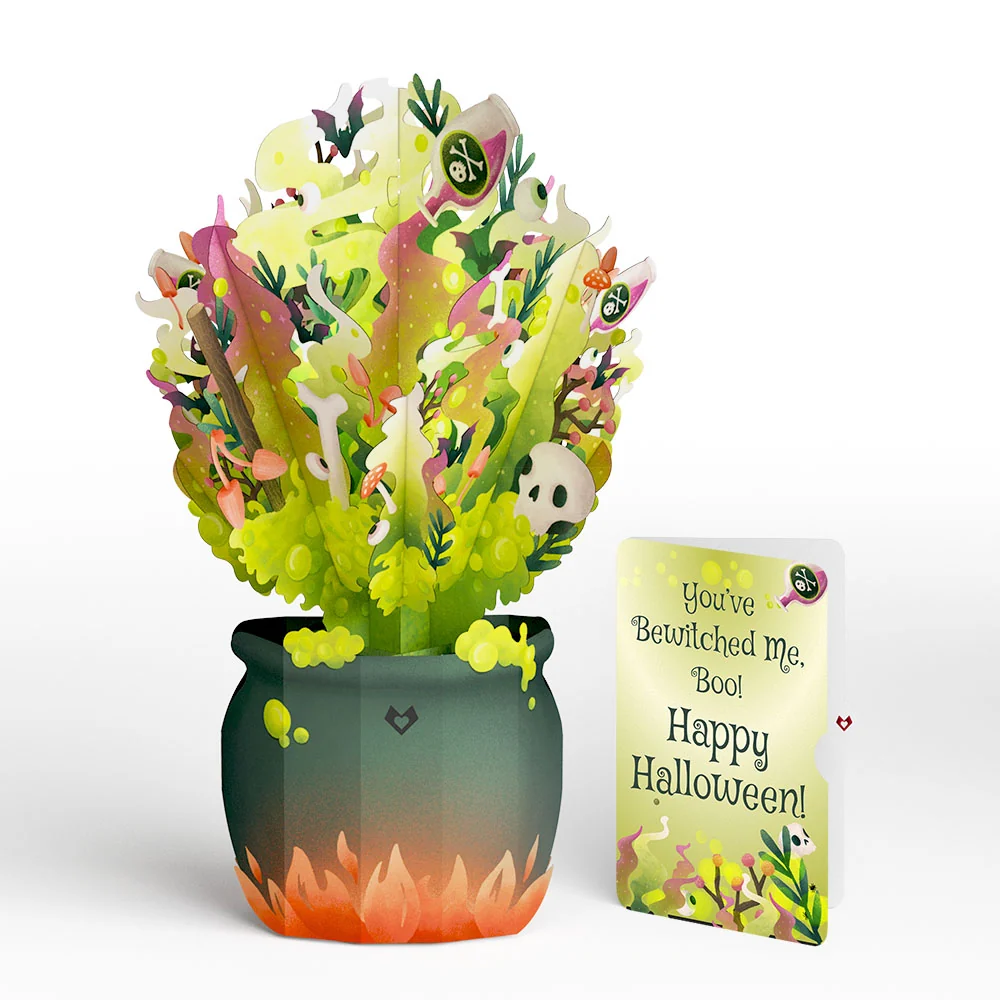 Lovepop Halloween Cauldron Light-Up Bouquet and You’ve Bewitched Me Sentiment Set Bottle
