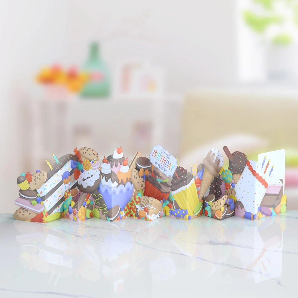 Lovepop Sweet Birthday Wishes Loooooong Card (Expands to 2 feet) Cream