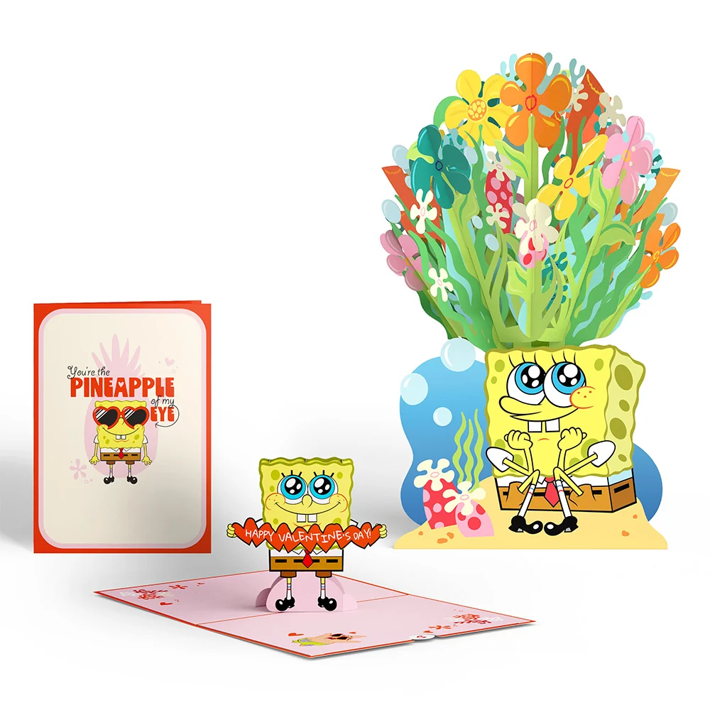 Lovepop SpongeBob SquarePants Valentine’s Day Pop-Up Card & Flower Buds Bouquet Bundle