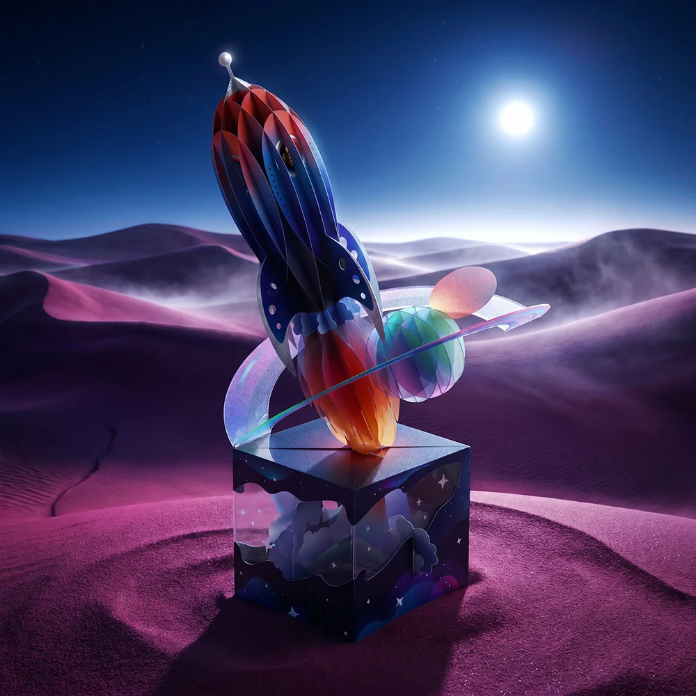 Lovepop Rocket Ship Unboxed Pop-Up Paper Sculpture - Image 2