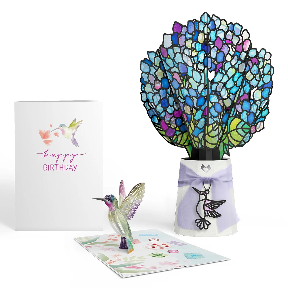 Lovepop Birthday Hummingbird Pop-Up Card & Suncatcher Bouquet Bundle