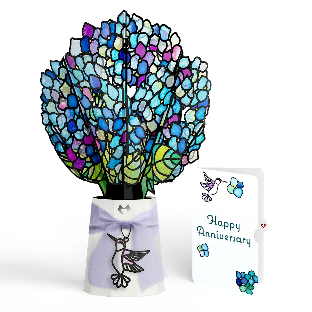 Lovepop Sunlit Hydrangeas Anniversary Suncatcher Bouquet and Sentiment Set Glass
