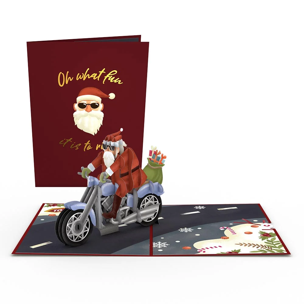 Lovepop Santa Biker Pop-Up Card Bag