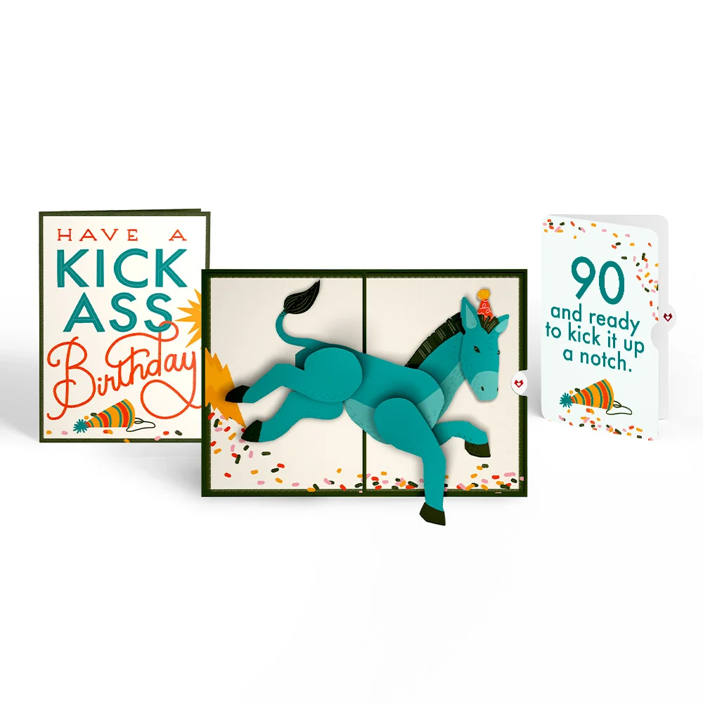 Lovepop Kick Ass Birthday Pop-Up Card and 90th Kick It Up Sentiment Set