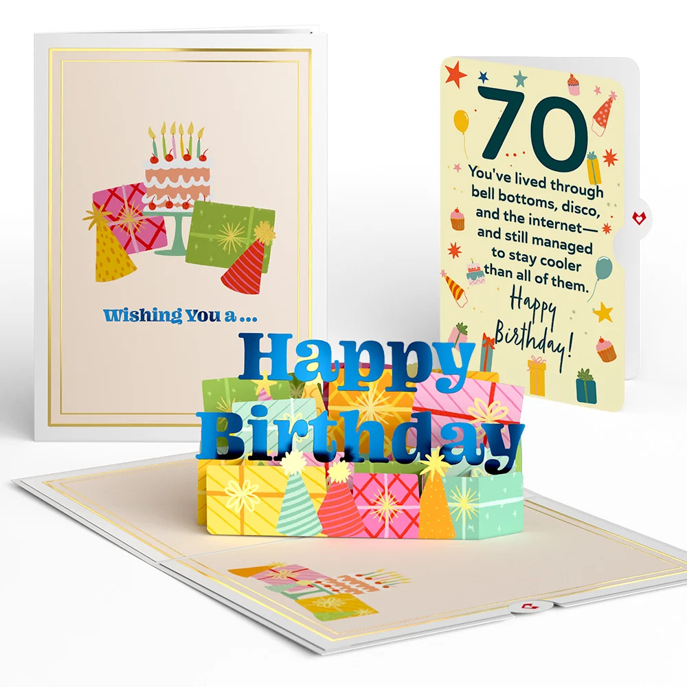 Lovepop Wishing You a Happy 70th Birthday Pop-Up Card and Sentiment Set Candle