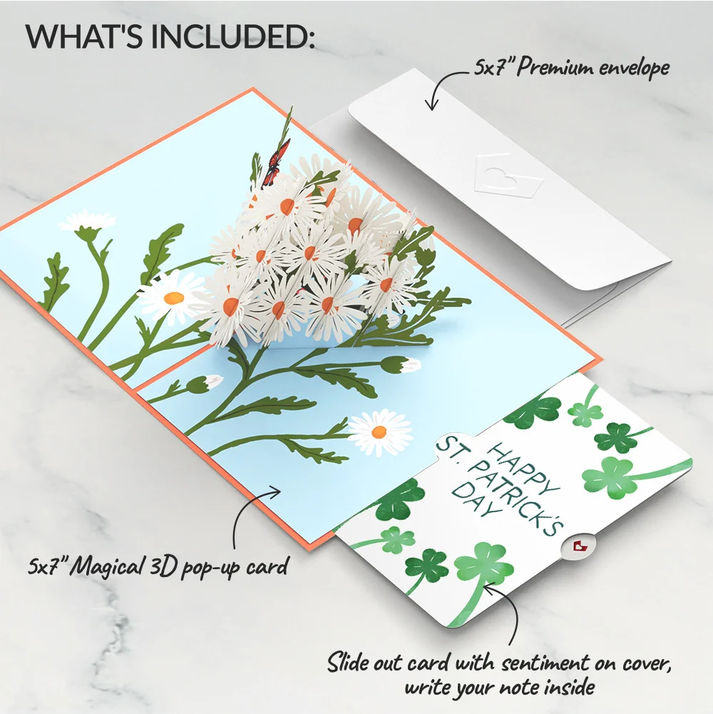 Lovepop Daisies with Monarch Butterfly St. Patrick’s Day Pop-Up Card and Sentiment Set - Image 2