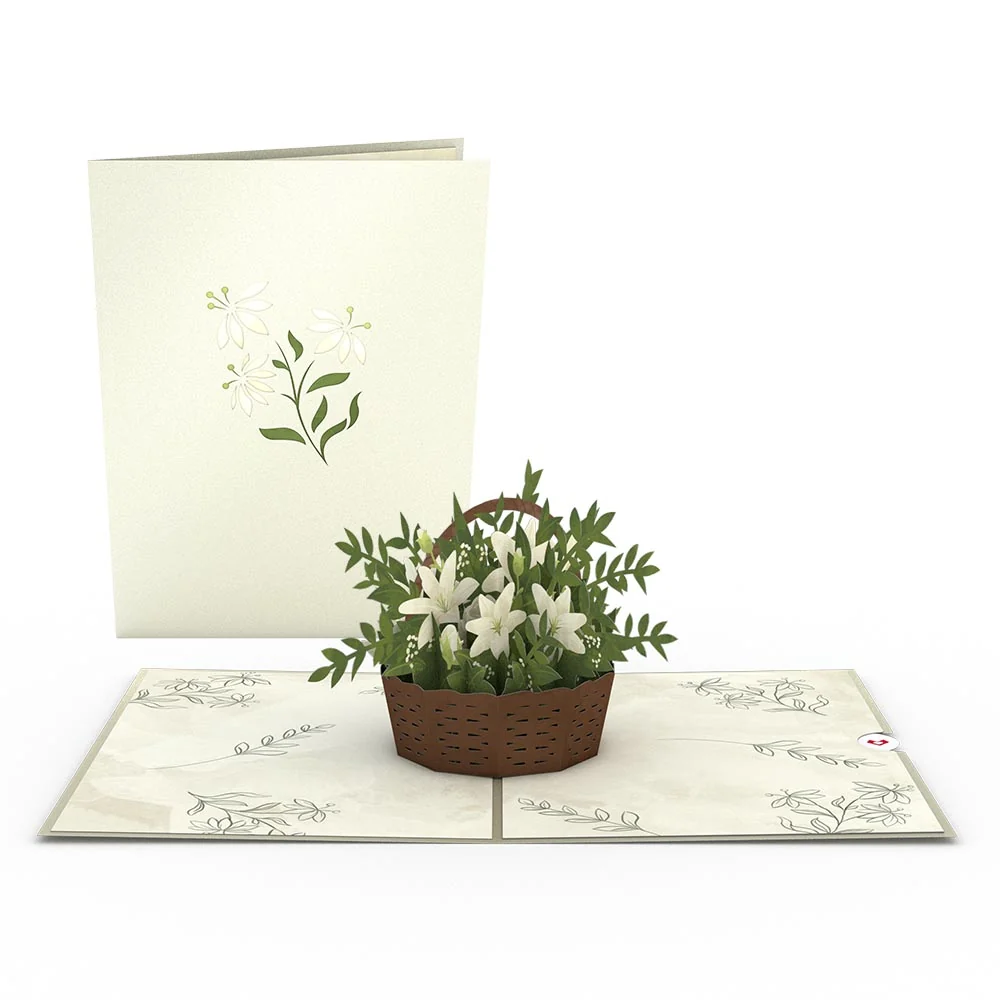 Lovepop White Flower Basket Pop-Up Card Cream