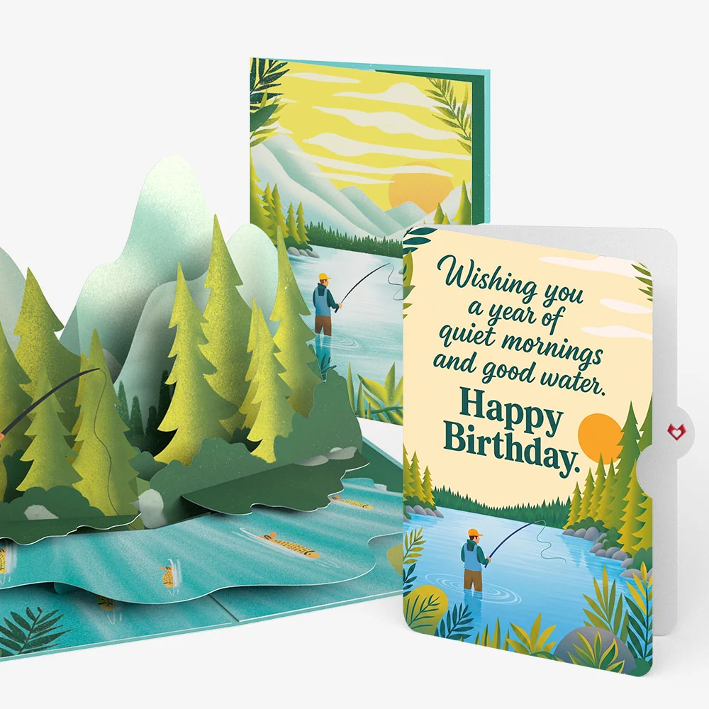 Lovepop Gone Fishing Birthday Pop-Up Card and Quiet Mornings Sentiment Set