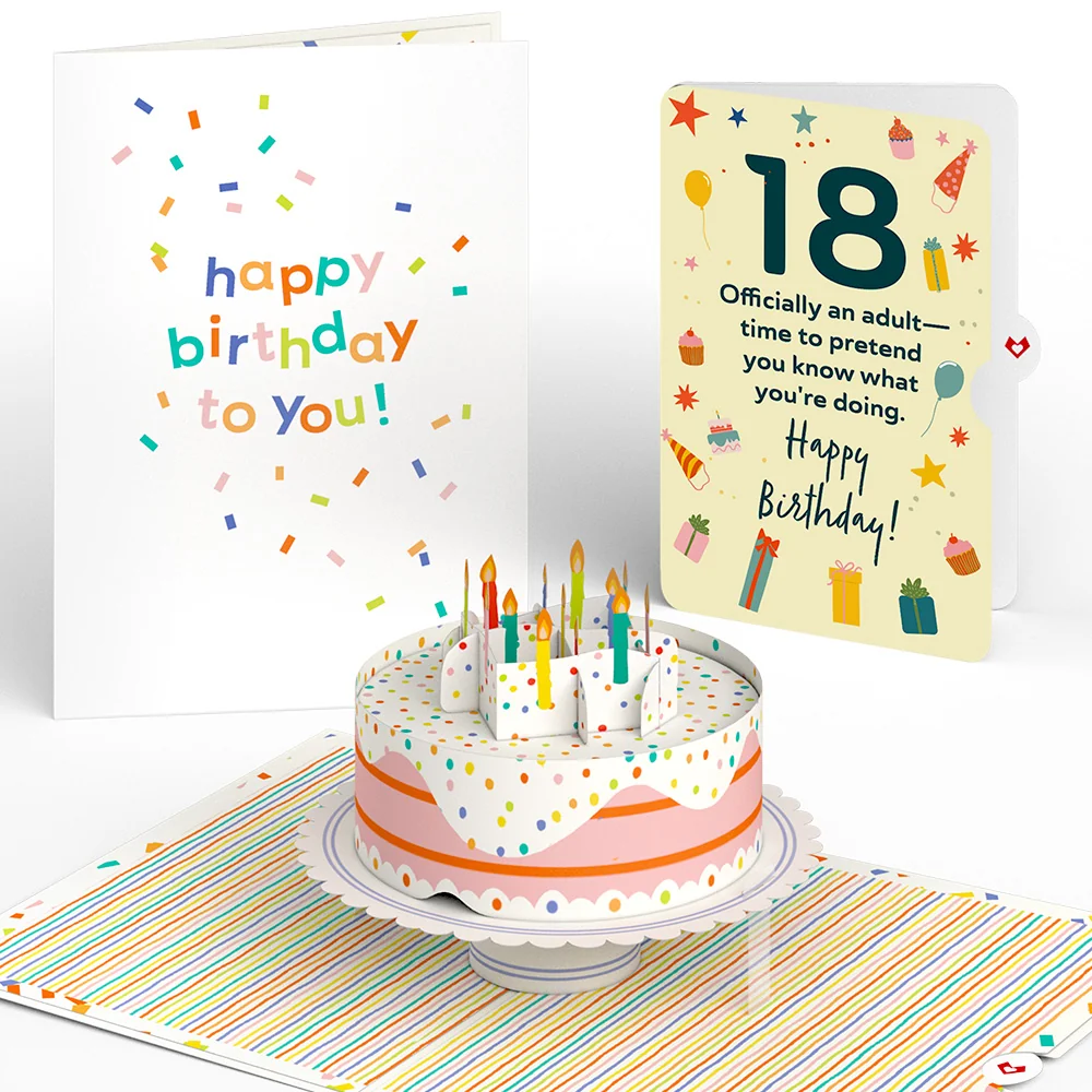 Lovepop Happy 18th Birthday to You! Confetti Cake Pop-Up Card and Sentiment Set Candle