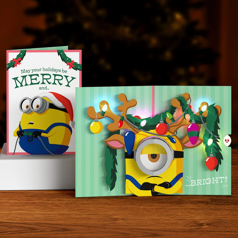 Lovepop Minions Merry & Bright Light-Up Pop-Up Card