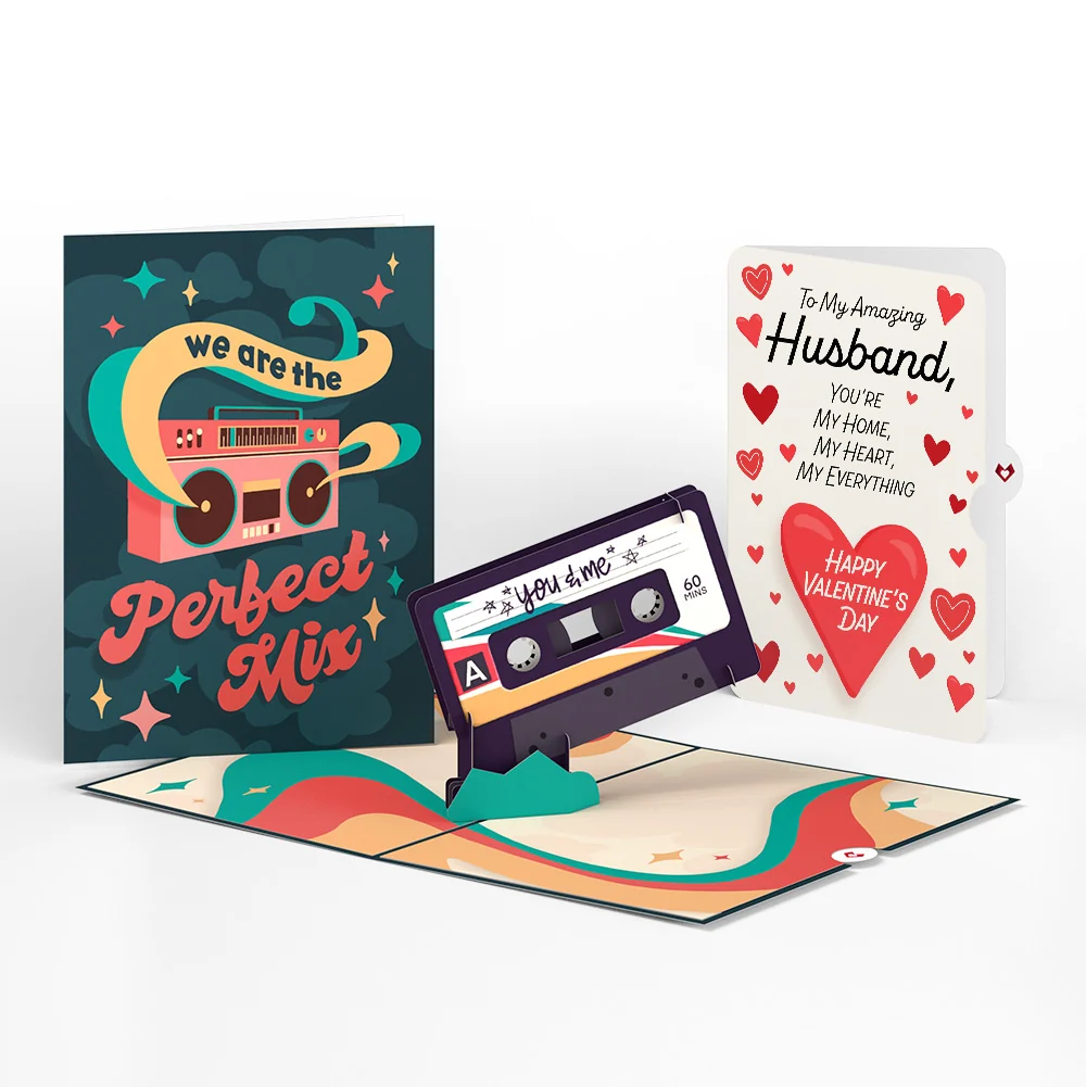 Lovepop The Perfect Mixtape Valentine Pop-Up Card and Sentiment Set for Husband Cream
