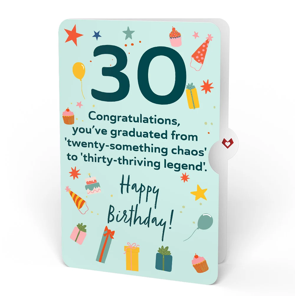 Lovepop Happy 30th Birthday Confetti Cake Music and Lights Pop-Up Card and Sentiment Set Candle - Image 4