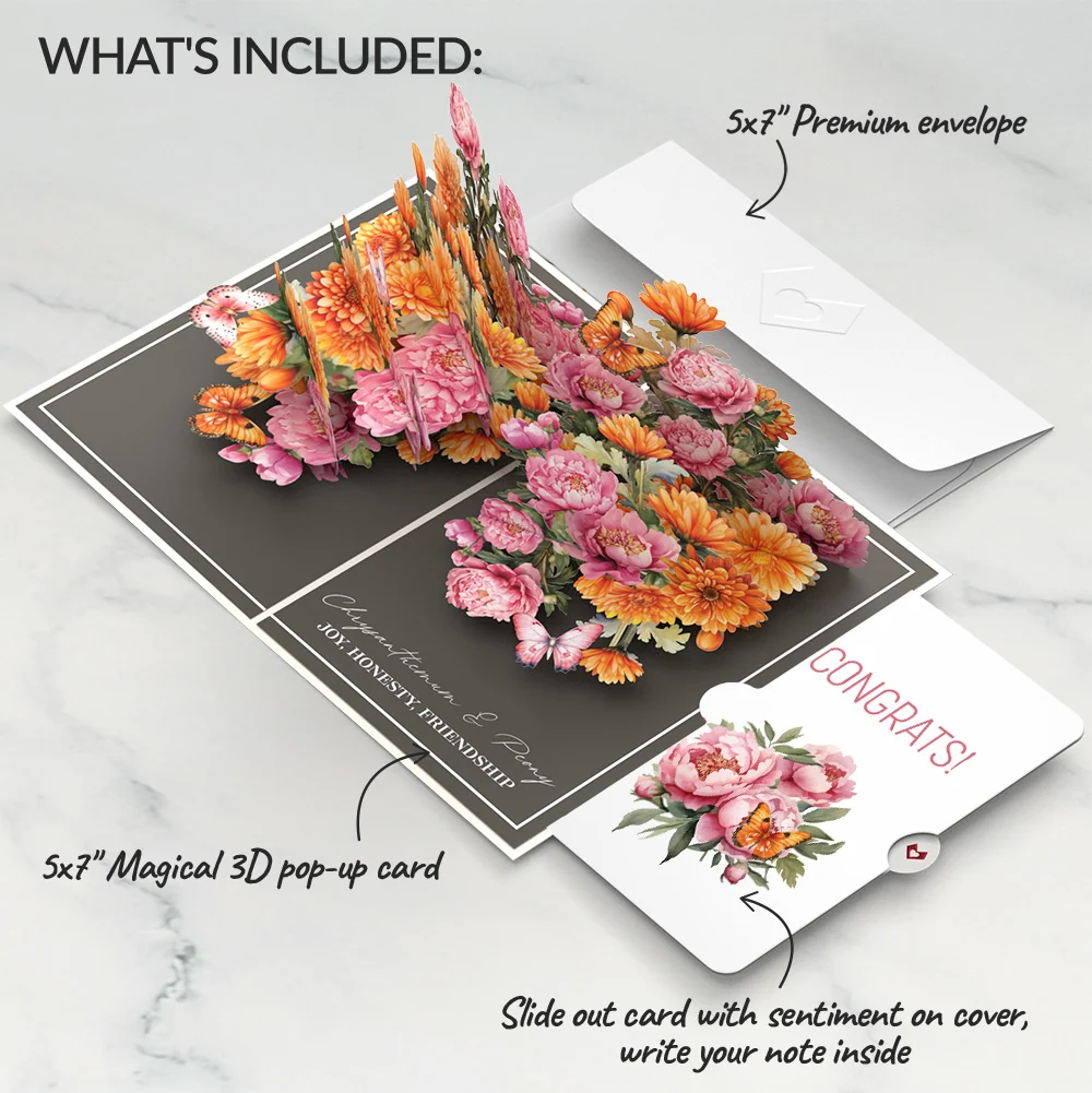 Lovepop Born to Bloom: November Birth Month Flowers Congratulations Pop-Up Card and Sentiment Set Cream - Image 2
