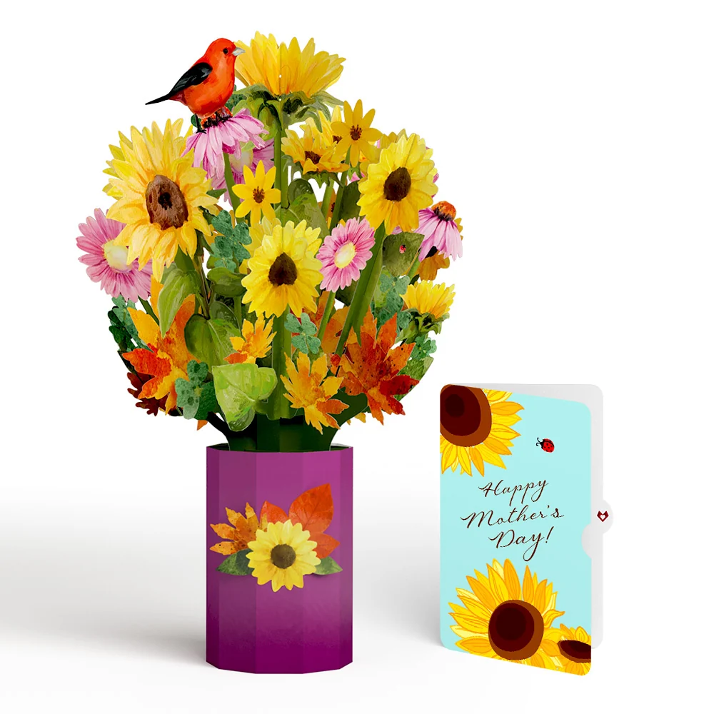 Lovepop Golden Sunflower Mother’s Day Bouquet and Sentiment Set Vase