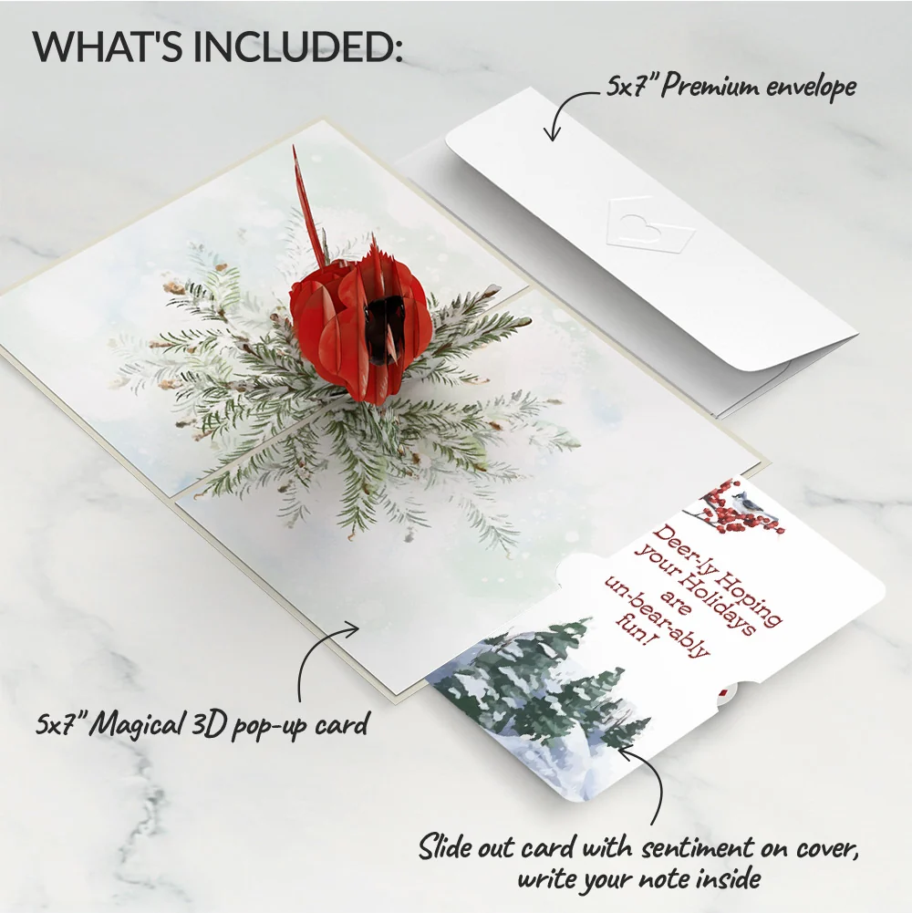 Lovepop Winter Cardinal Christmas Pop-Up Card and Sentiment Set - Image 2