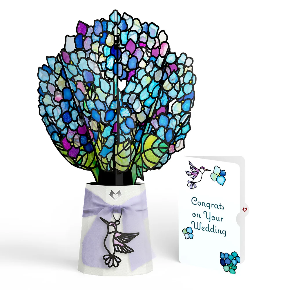 Lovepop Sunlit Hydrangeas Wedding Suncatcher Bouquet and Sentiment Set Glass